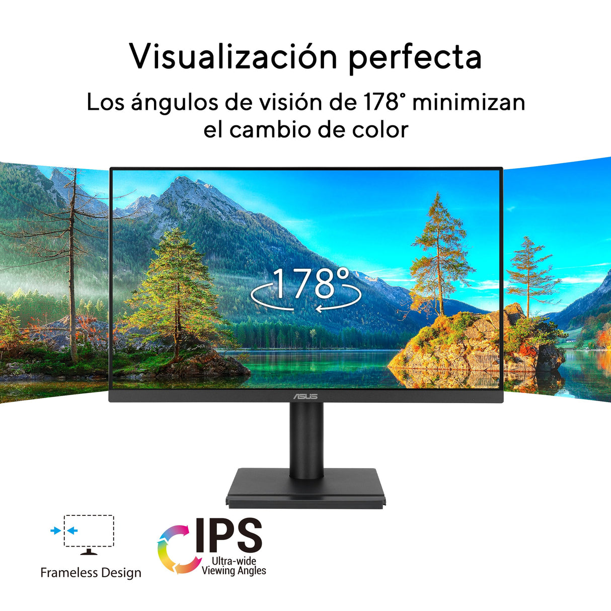 ASUS VA279QGS Monitor Profesional de 27 Pulgadas, IPS, Full HD, sin Marco, 120Hz, Adaptive-Sync, MPRT de 1ms, HDMI, DisplayPort, VGA, luz Azul Baja, antiparpadeo, diseño ergonómico, Montaje en Pared