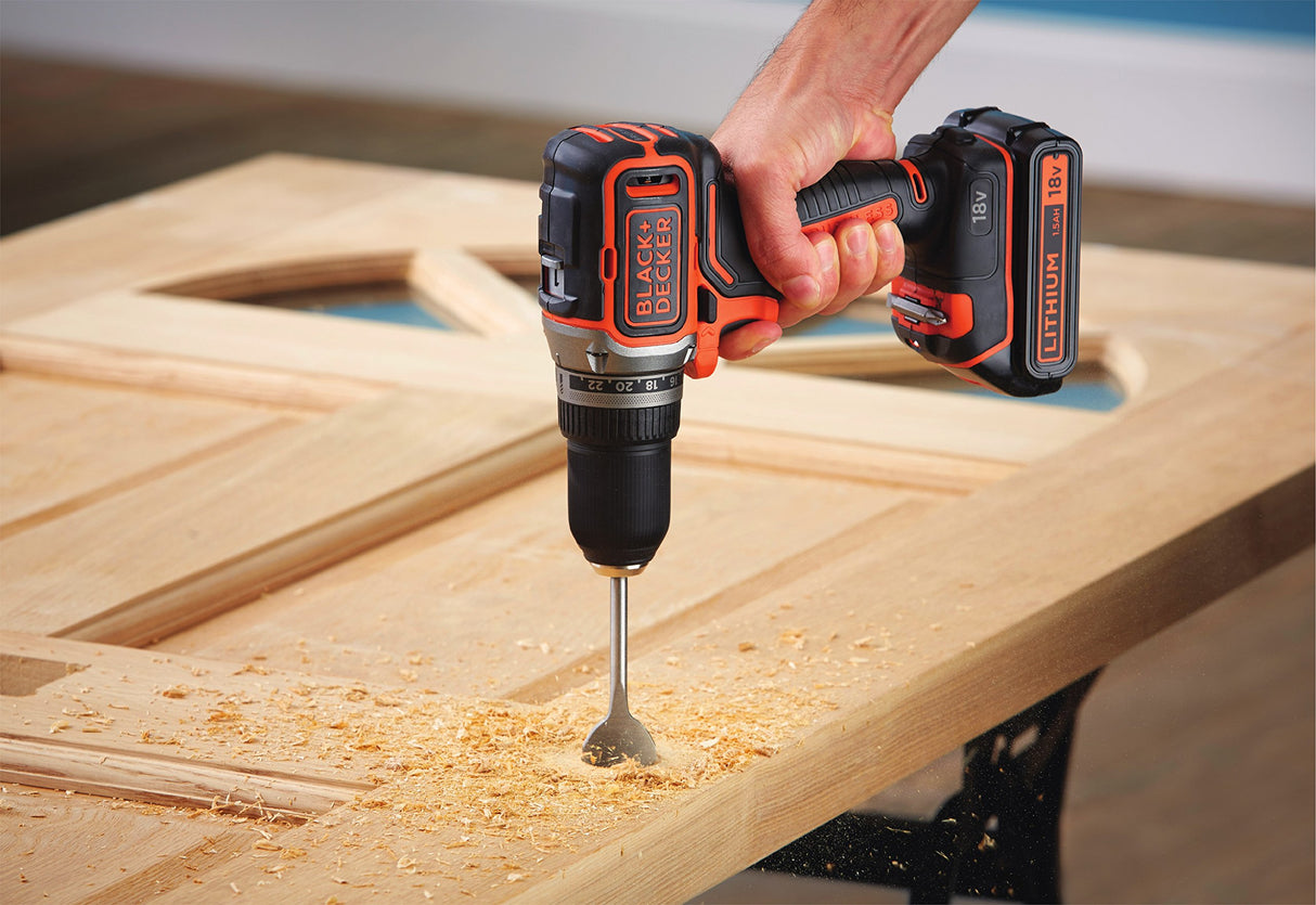 BLACK+DECKER BL186KB Taladro Atornillador 18V Motor Brushless Incluye 2 Baterias de Litio 1.5Ah Cargador y Maletin