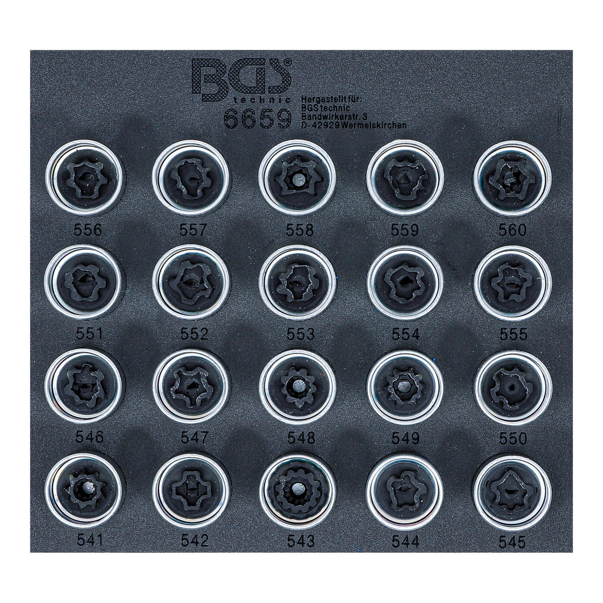 BGS 6659 | Bandeja para carro 1/6: Juego para tuercas de ruedas de VAG | 20 piezas