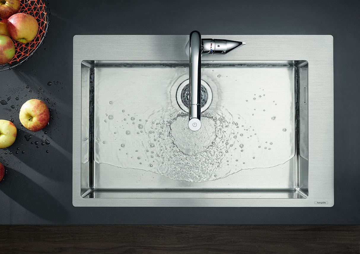 Hansgrohe 43302800 Fregadero de encastre, armarios de 80 cm, Color Acero, Plata, Ancho: 66 cm
