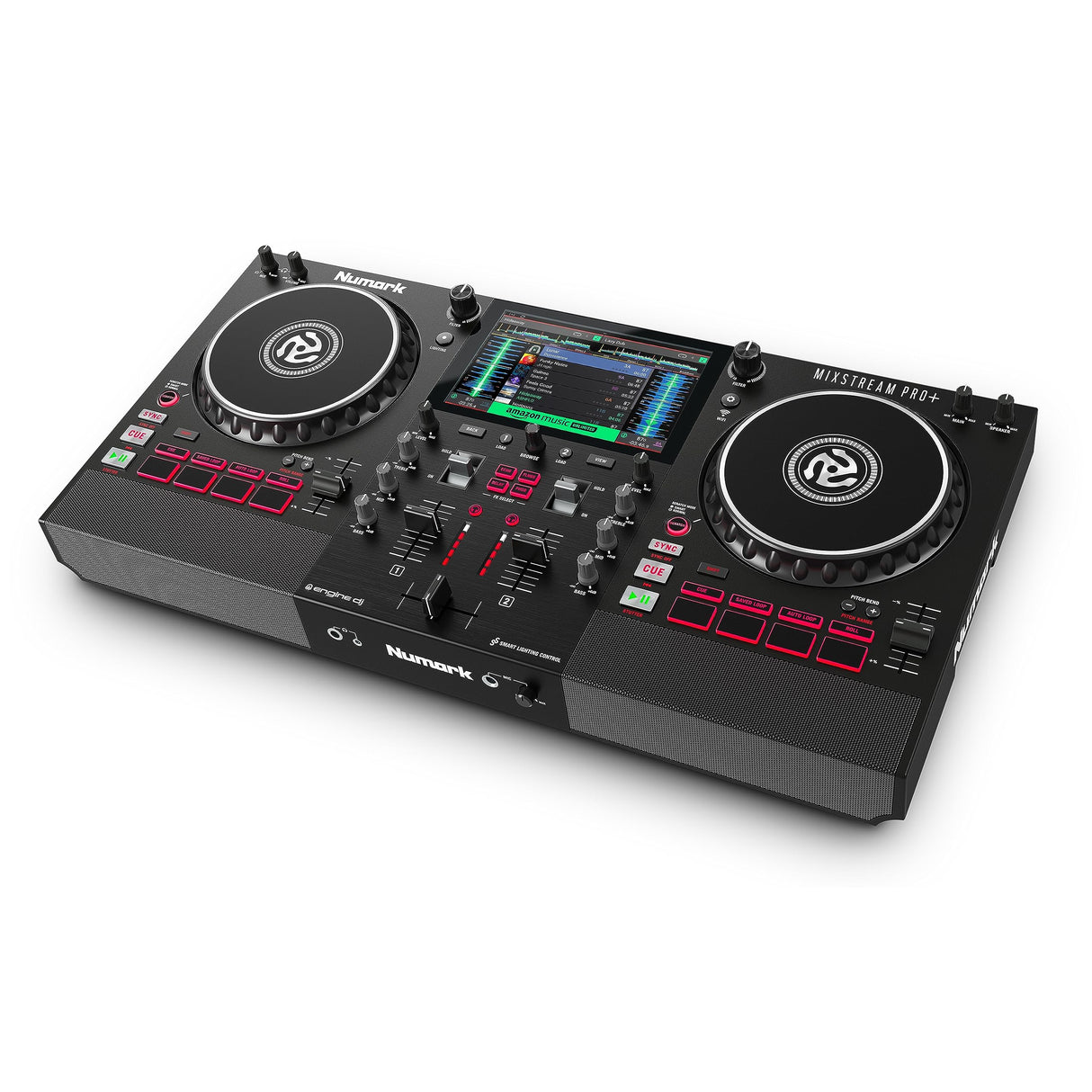 Numark Mixstream Pro+ Controlador DJ, separación de stems, 2 decks, streaming por wifi, mezclador, pantalla táctil 7" y altavoces; Serato y Virtual DJ