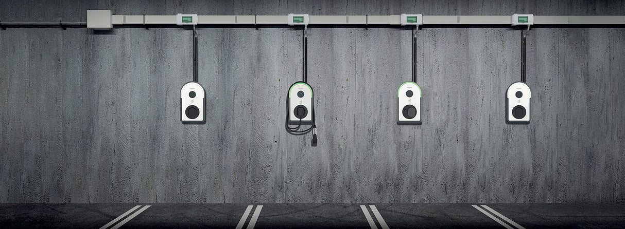 Schneider Electric EVB3S22N4FB Pro AC Wallbox, 22 kW, Columna de Carga para Coche eléctrico, T2S y TF, FI Tipo B-EV, IP54, IK10, NFC/Lector RFID