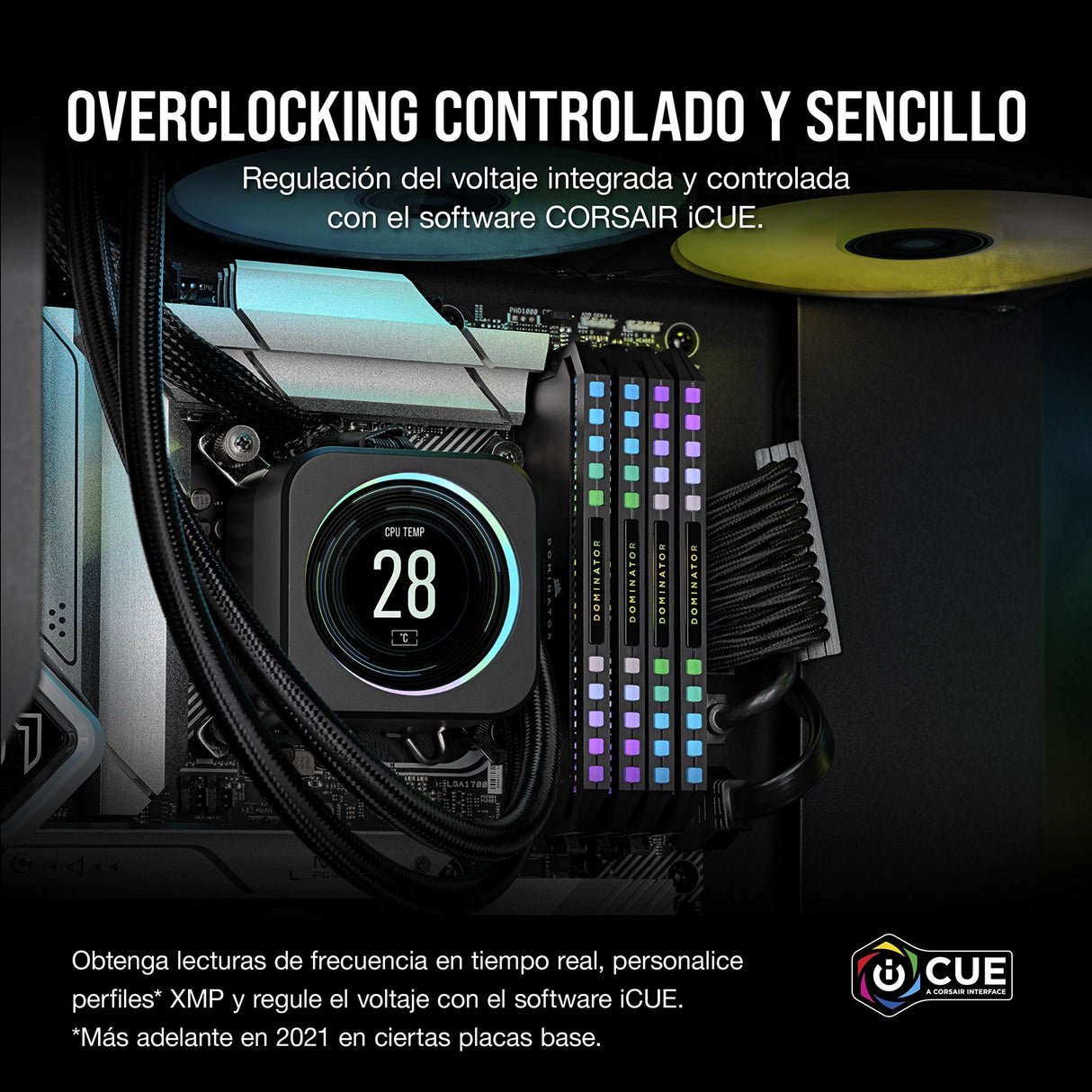 Corsair DOMINATOR PLATINUM RGB DDR5 32 GB (2 x 16 GB) 5200MHz C40 Memoria per Desktop (Regulación de voltaje integrada, Refrigeración DHX patentada, 12 LEDs CAPELLIX RGB, Optimizadas para Intel) Negro