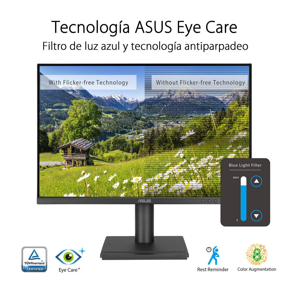 ASUS BE248QF Monitor Profesional de 24.1 Pulgadas, WUXGA 1920 x 1200, IPS, 100Hz, sin Marco, diseño ergonómico, HDMI, Eye Care, luz Azul Baja, antiparpadeo, Montaje en Pared, sostenibilidad