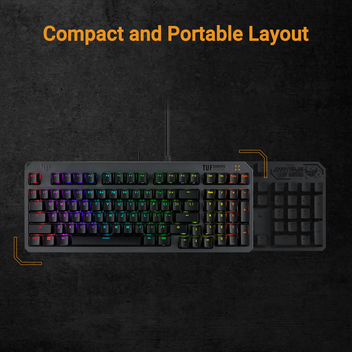 ASUS TUF Gaming K3 Gen II - Teclado Gaming Compacto de 97 Teclas, interruptores optomecánicos RGB, Junta de Silicona, Espuma amortiguadora, Sellado IP57, Placa Superior extraíble y Aura Sync, AZERTY