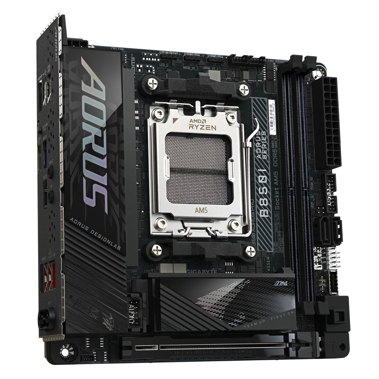 GIGABYTE B850I AORUS Pro Placa Base - Compatible con procesadores AMD Ryzen Serie 9000, VRM Digital de 8+2+1 Fases, hasta 8400MHz DDR5 (OC), 1xPCIe 5.0 + 1xPCIe 4.0 M.2, 2.5LAN, WiFi 7, USB 3.2 Gen 2