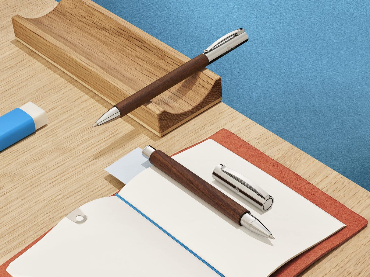 Faber-Castell 148580 Ambition - Pluma estilográfica (nogal, pluma, M, 1 unidad)