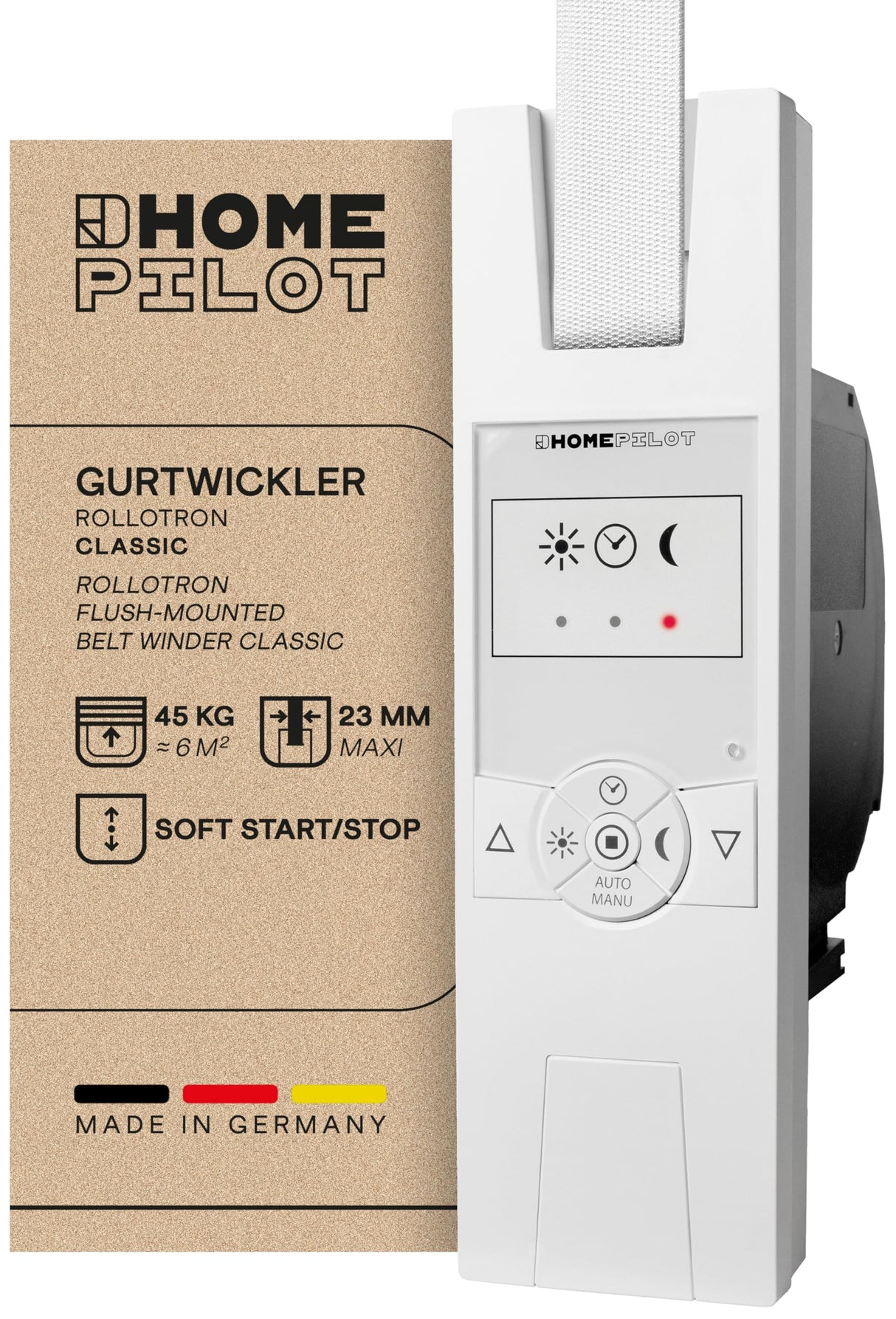 HOMEPILOT - Enrollador cinta RolloTron Classic | Control cómodo persianas. Accesorio persianas Smart Home - ¡instalación posterior! Capacidad carga: 45 kg