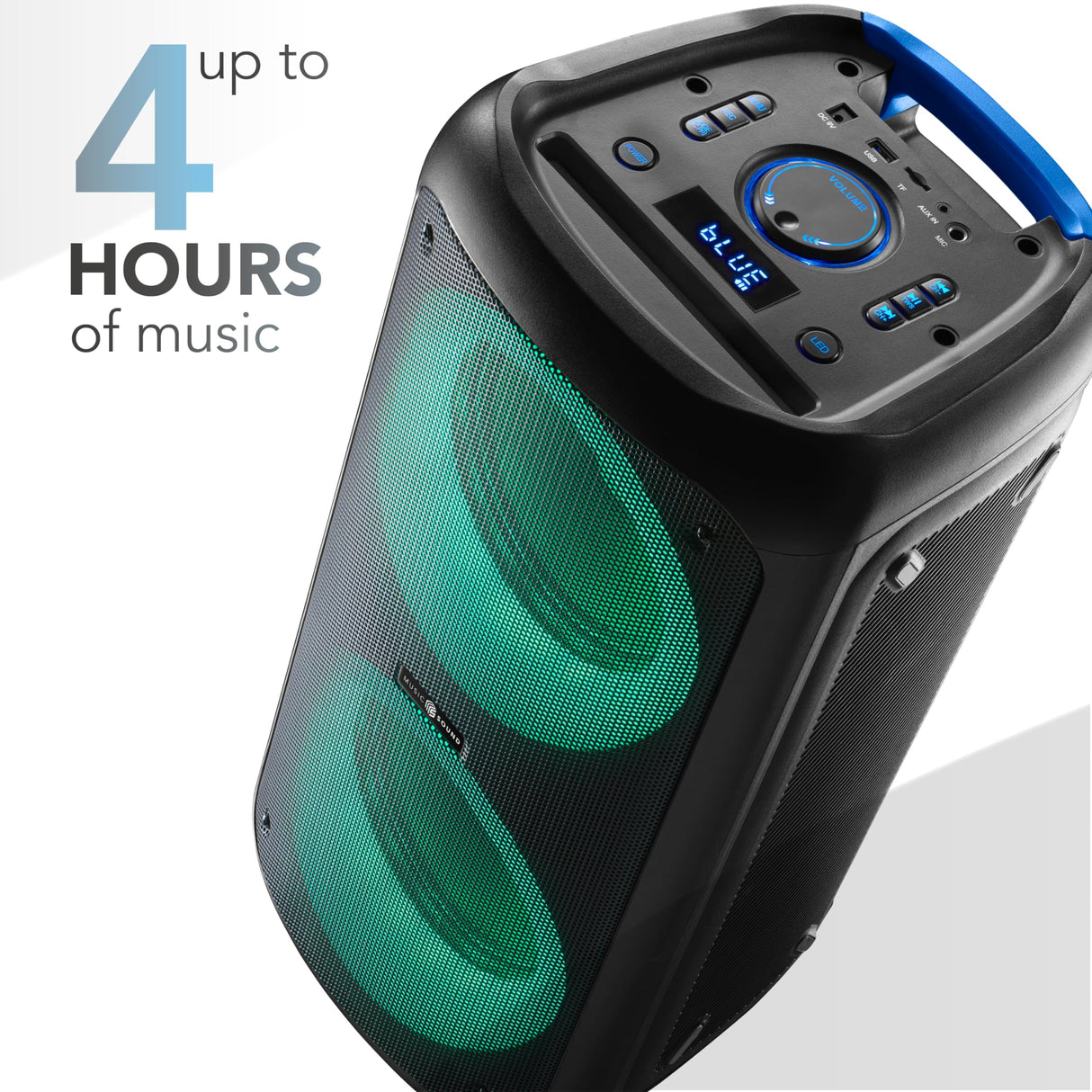 Music Sound - Sound Box - Caja acústica Bluetooth con 80WATT de Potencia - Inalámbrico - Luces RGB - 4 Horas de reproducción - Mando a Distancia para gestionar Todas Las Funciones del Altavoz - Negro