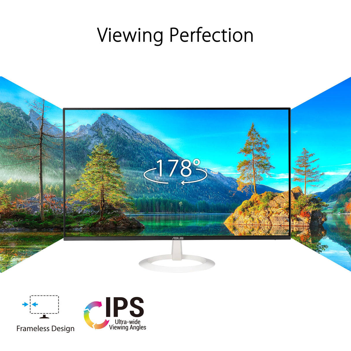 ASUS VZ27EHF-W Eye Care Monitor Gaming 27 pulgadas (IPS, Full HD, sin marcos, 100 Hz, sincronización adaptativa, 1 ms MPRT, HDMI, luz azul baja, sin parpadeos, montaje en pared)