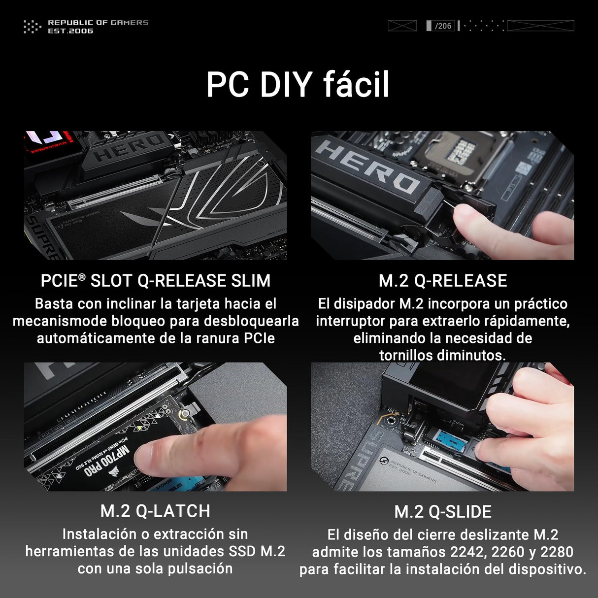 ASUS ROG Maximus Z890 Hero - Placa Base ATX, 22+1+2+2 etapas de Potencia, DDR5, PCIe 5.0 Compatible con GPU de última generación, Seis M.2, WiFi 7, overclocking AI, PCIe Q-Release Slim