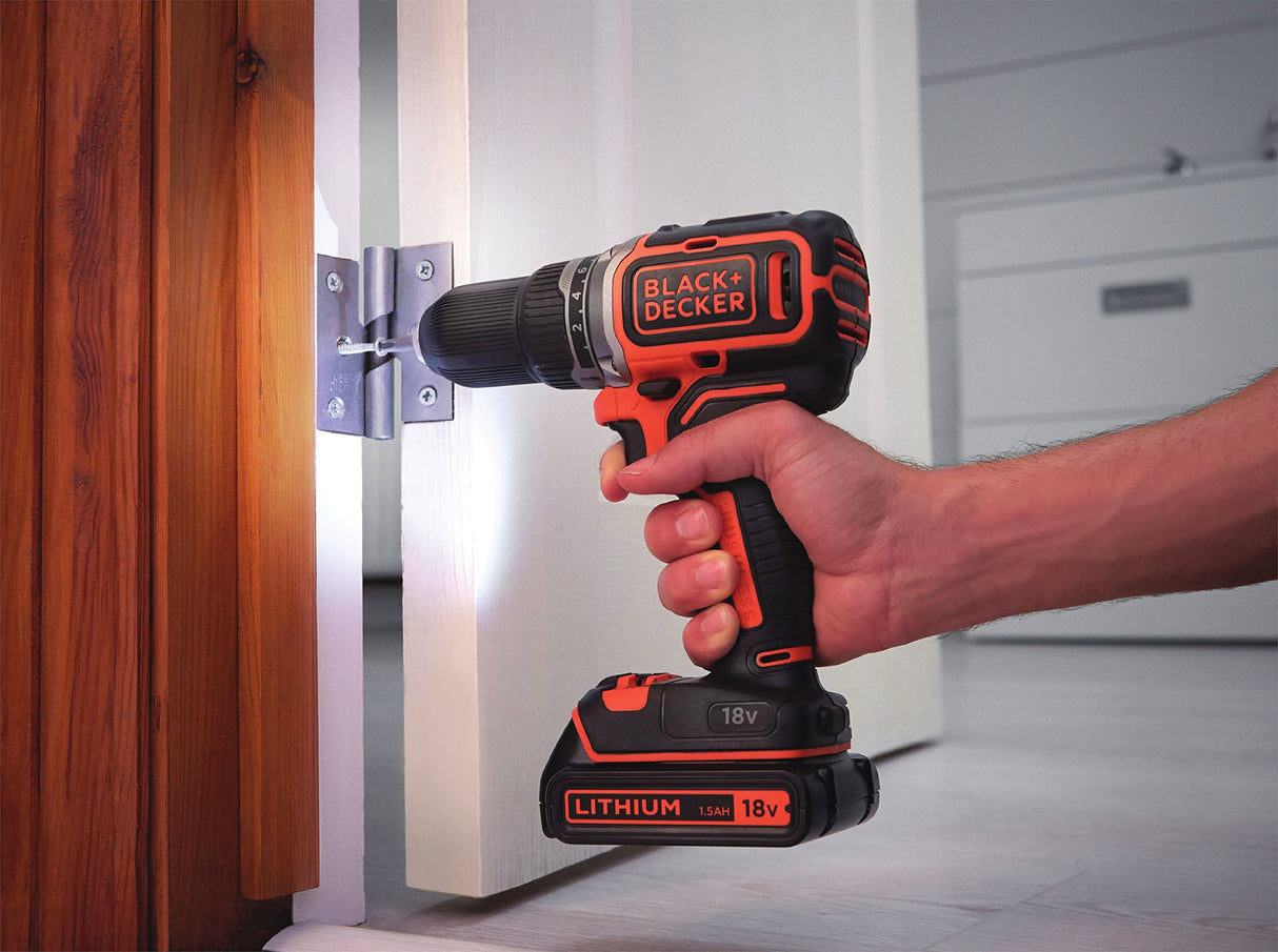 BLACK+DECKER BL186KB Taladro Atornillador 18V Motor Brushless Incluye 2 Baterias de Litio 1.5Ah Cargador y Maletin