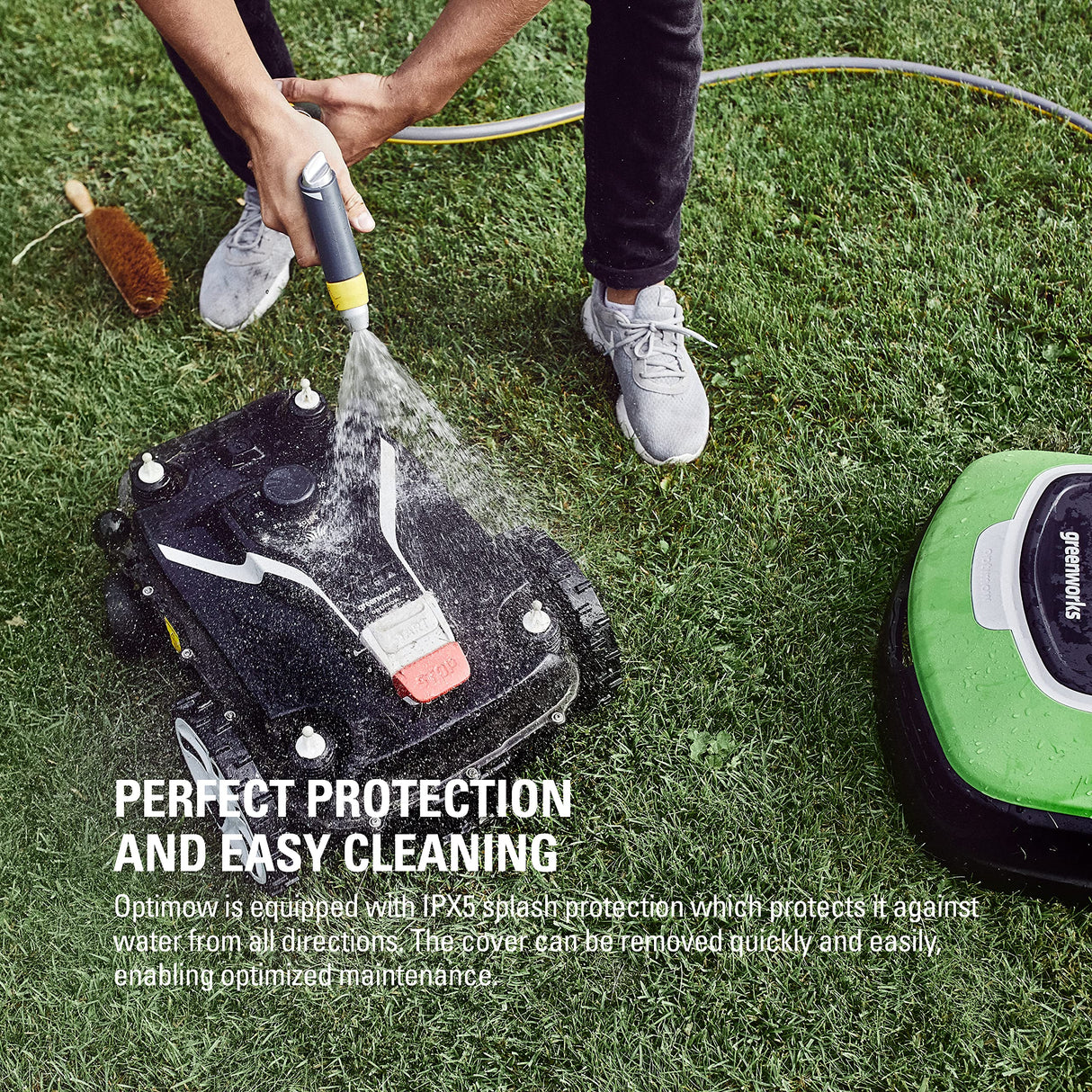 Greenworks Optimow 15 Robot cortacésped para césped de hasta 1500 m2 con 35% de Pendiente, Ultra silencioso, Control 4G, fácil de Instalar, características de Seguridad avanzadas, protección contra