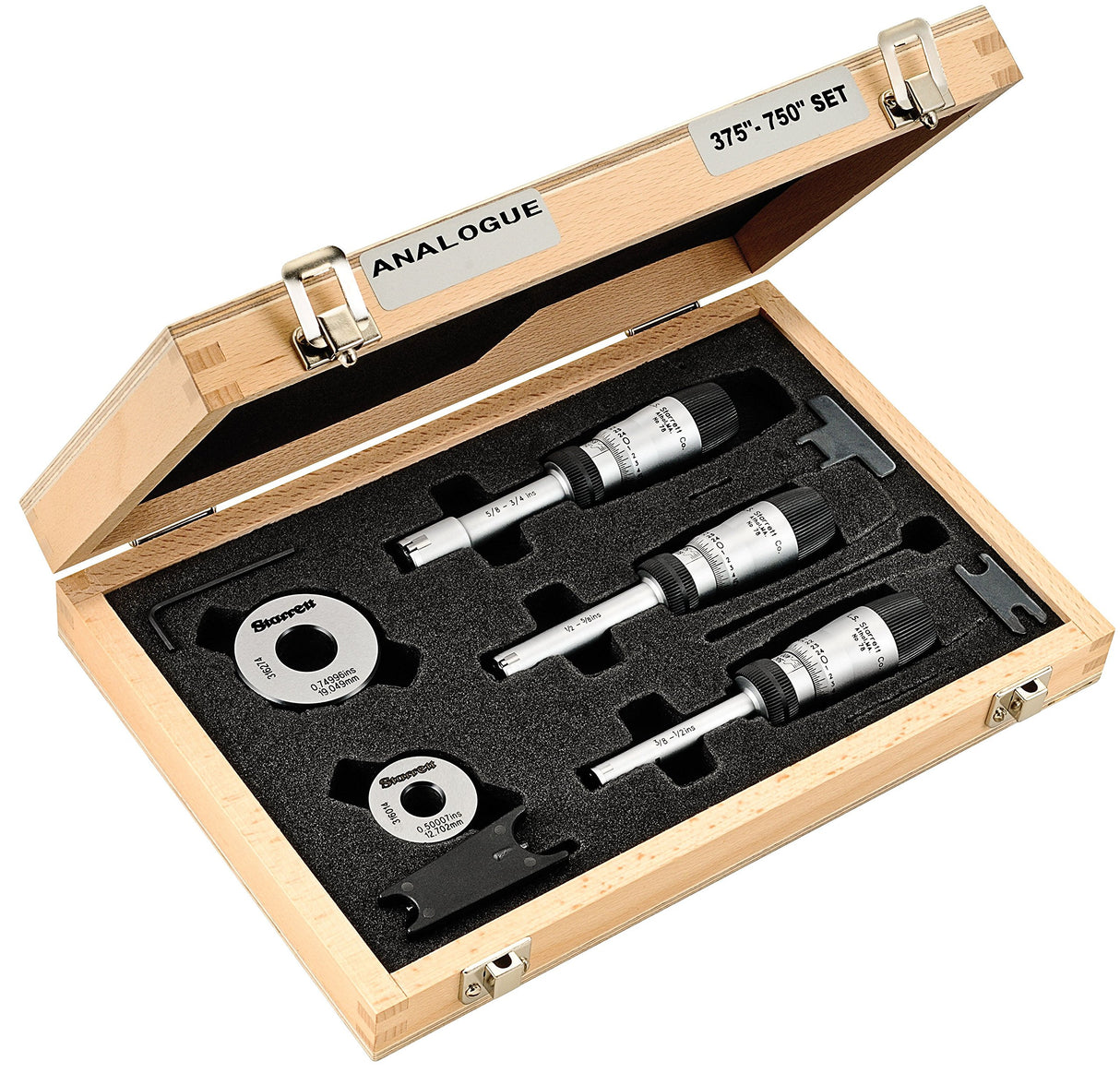 Starrett S78XTDZZ- Juego de calibre de calibre de calibre 3/8 – 3/4 pulgadas, con contacto de carburo de 3 puntos, número de cabezas: 3, número de anillas: 2