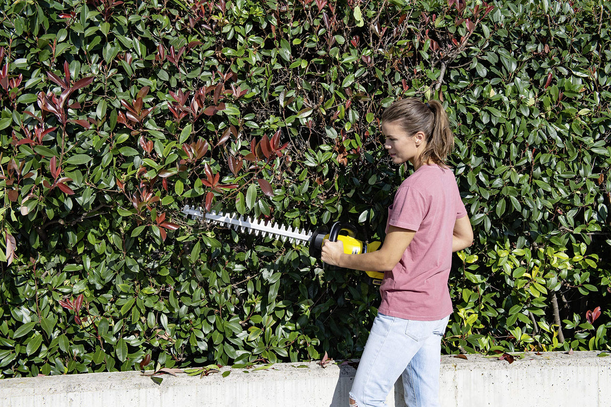 Kärcher HGE 18-50 - Juego de batería para Cortasetos (18 V, Incluye batería de 18 V/2,5 Ah y Cargador rápido, Longitud de Corte: 50 cm, Hoja de Diamante, Mango Giratorio, barredora de Recortes,