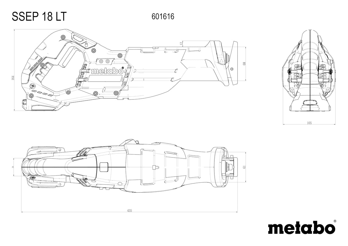 Metabo SSEP 18 LT Sierra reciprocante Alimentado por pilas/cargador, Sin cargador 18 V