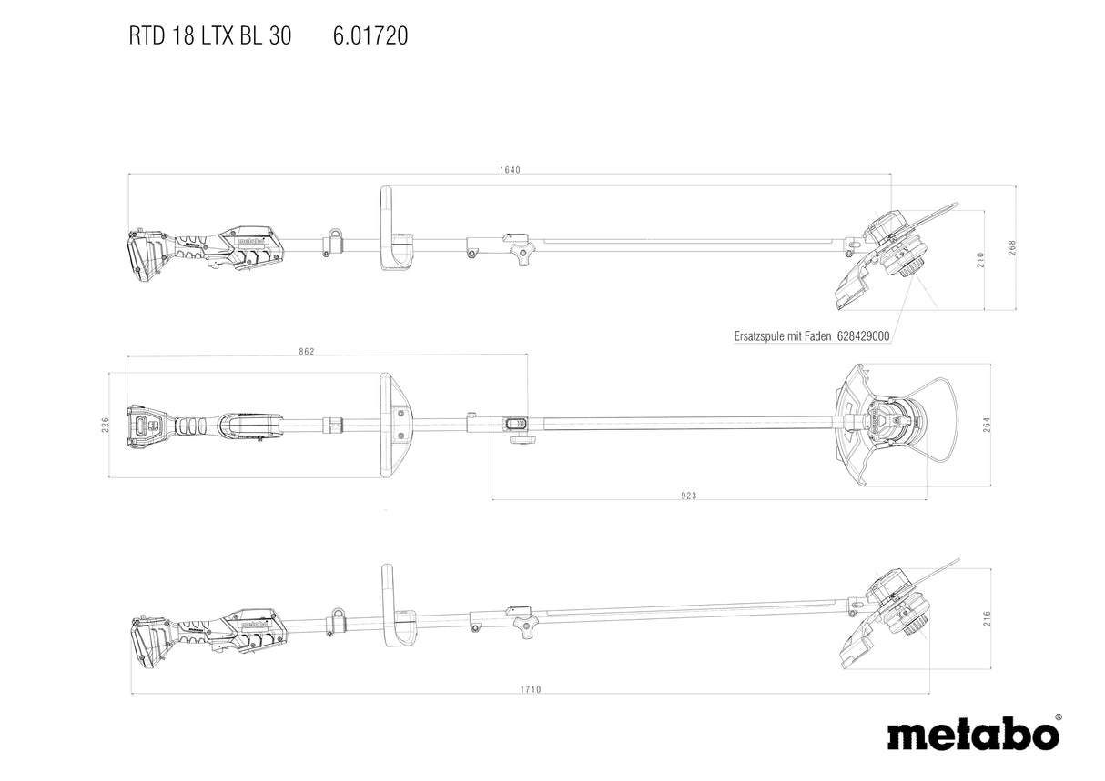 Metabo Recortadora Eléctrica de Césped a Batería 18V Ligera y Compacta con Motor Brushless y Cambio Rápido de Hilo
