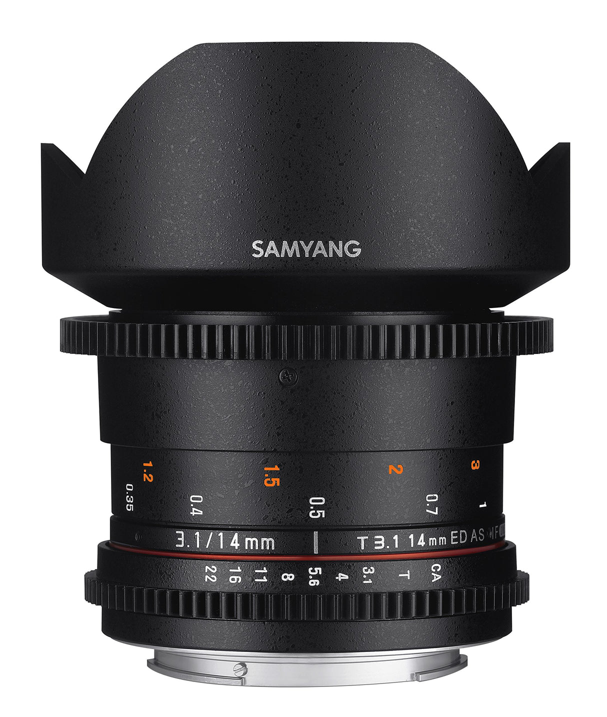 Samyang F1312603101 - Objetivo para vídeo VDSLR para Nikon F (Distancia Focal Fija 14mm, Apertura T3.1-22 ED AS IF UMC II), Negro