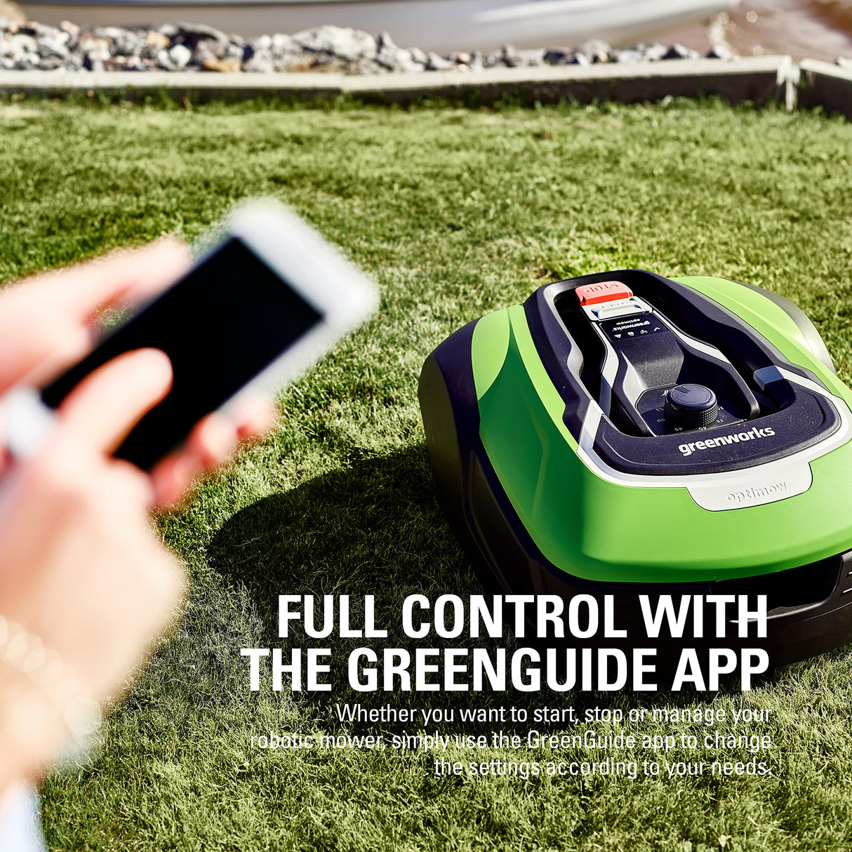 Greenworks Optimow 15 Robot cortacésped para césped de hasta 1500 m2 con 35% de Pendiente, Ultra silencioso, Control 4G, fácil de Instalar, características de Seguridad avanzadas, protección contra