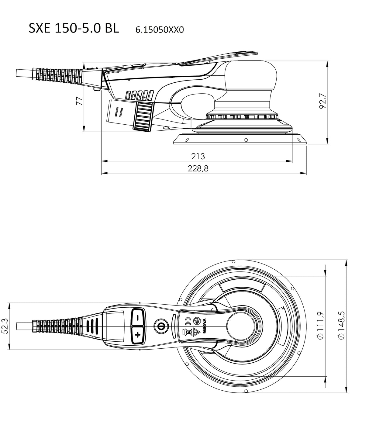 METABO 615050700 - Lijadora excéntrica para madera SXE 150-5.0 BL W con maletín MetaLoc