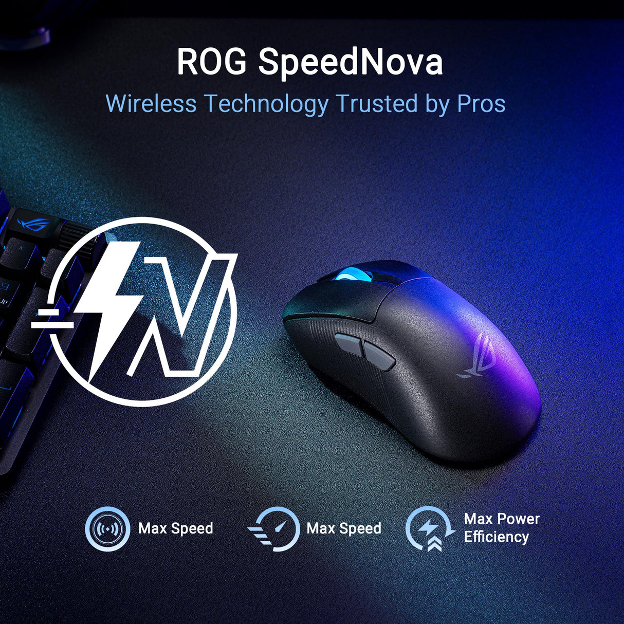 ASUS ROG Keris II Ace, Ratón Gaming inalámbrico (54g, Sensor óptico AimPoint Pro 42K, microinterruptores ópticos, SpeedNova Wireless, ROG Polling Rate Booster, Ideal para Esports y FPS), Negro