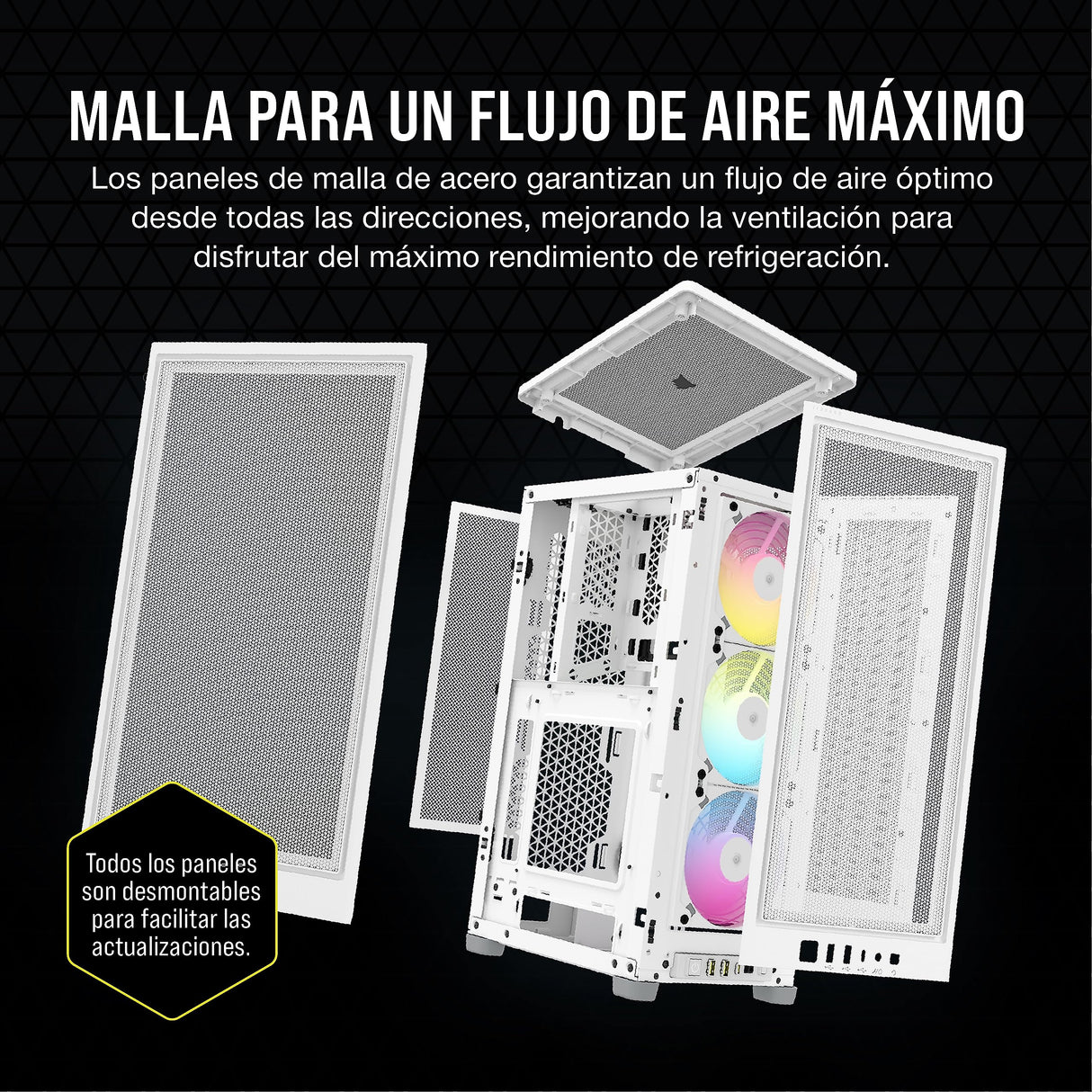 Corsair iCUE - Carcasa para PC 2000D RGB Airflow Mini-ITX - Factor de Forma Mini-ITX - Paneles de Malla de Acero - Soporte de GPU de Tres Ranuras - 3 Ventiladores AF120 RGB Slim incluidos -