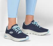Skechers Arch Fit Big Appeal, Zapatillas Mujer, Navy Knit Mesh Lt Blue Trim, 39.5 EU