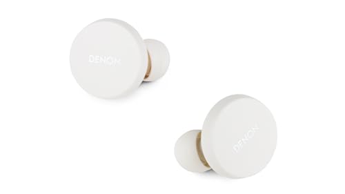 DENON PerL True Wireless Earbuds, Perfil de Sonido Personalizado, Auriculares con cancelación de Ruido, Auriculares Resistentes al Agua, con micrófonos Integrados y batería de Larga duración - Blanco