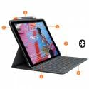 Logitech Slim Folio para iPad (7.ª generación), Disposición AZERTY Francés - Gris
