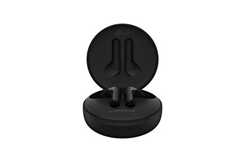 LG TONE Free FN5 Auriculares True Wireless con autolimpieza UVnano que elimina el 99,9% de las bacterias, tecnología Meridian Sound, doble micrófono para llamadas en la oficina y carga rápida en negro