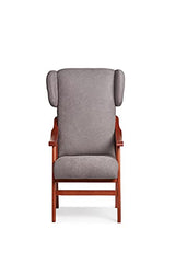 Abuelo a Gusto- Silla con Brazos Modelo Goya y Orejas apoya-Cabeza. Madera Color: Cerezo (Medidas: 117 * 69 * 57 cm) Tela Antimanchas: para Personas Mayores o geriátrico. Prótesis de Cadera. Gris