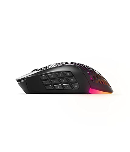 SteelSeries Aerox 9 Wireless - Ratón gaming RGB - Ultraligero resiste al agua - 18 botones - Bluetooth/2,4 GHz - Sensor TrueMove Air 18K DPI