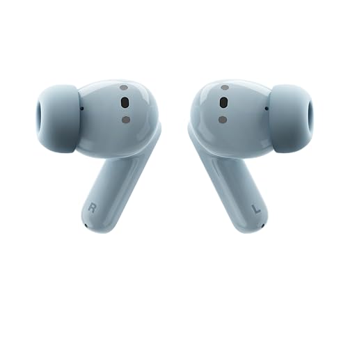 Motorola Moto Buds, Auriculares inalámbricos, Sonido inmersivo con Dolby Atmos, reducción de Ruido, autonomía de 42 Horas, 3 micrófonos, Azul Cielo [versión Francesa]