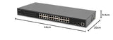 DIGITUS Conmutador de Red PoE Gigabit Gestionado de 27 Puertos - 24 Puertos RJ45 - 2 Puertos SFP - 1 Puerto de Consola - 450W PoE Presupuesto - Características L2 - 19 Pulgadas