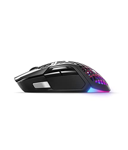 SteelSeries Aerox 5 Wireless - Ratón gaming perforado RGB - Diseño ultraligero resistente al agua - 9 botones - Bluetooth/2,4 GHz - Sensor óptico TrueMove Air 18K DPI