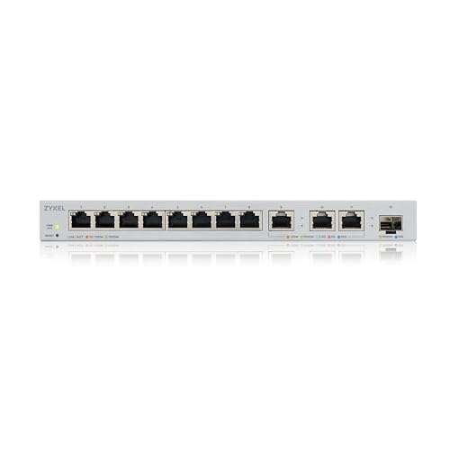Zyxel Conmutador de 12 puertos Multigigabit Administrado por Web | Switch Gigabit con 3 Puertos de 10 Gbit | 1 puerto SFP+ de 10 Gbit [XGS1250-12]