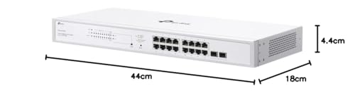 TP-Link Festa FS318GP - Switch PoE+ Gigabit de 18 Puertos, 16 Puertos PoE, Presupuesto de 150W, Gestión en la Nube, QoS para Videovigilancia y Redes Empresariales