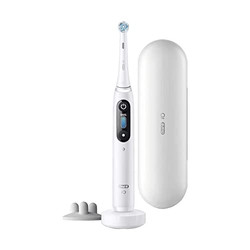 Oral-B iO – 8S – Go Electric – Cepillo eléctrico recargable, 1 cepillo blanco con tecnología magnética, pantalla a colores, 1 cabezal y 1 funda de viaje Premium