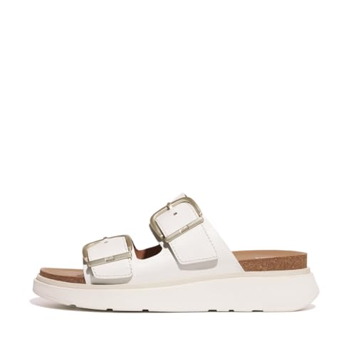 Fitflop Gen-FF Buckle Two-Bar Leather Slides, Sandalias deslizantes Mujer, White, 40 EU
