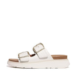 Fitflop Gen-FF Buckle Two-Bar Leather Slides, Sandalias deslizantes Mujer, White, 40 EU