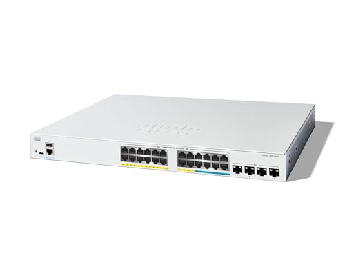 Switch gestionado Cisco Catalyst 1300-24MGP-4X, 16 Puertos GE, 8 Puertos 2,5GE, PoE, 4x10GE SFP+, protección Limitada de por Vida (C1300-24MGP-4X)