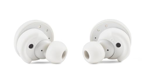DENON PerL True Wireless Earbuds, Perfil de Sonido Personalizado, Auriculares con cancelación de Ruido, Auriculares Resistentes al Agua, con micrófonos Integrados y batería de Larga duración - Blanco