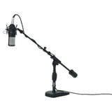 Gator Frameworks - Soporte de micrófono de base corta con peso con brazo telescópico y peso de contador de 2.5 libras; ideal para escritorio, grabación y transmisión (GFW-MIC-0822)