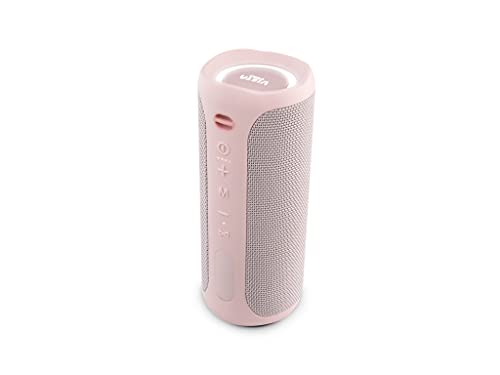Vieta Pro Altavoz Bluetooth Potente, Resistente al Agua, 10H de Batería, Micrófono y Radio FM. Altavoz Portátil Grande True Wireless, Aux In, USB, Asistente de Voz y Sistema de Luces | Upper 3 Rosa