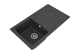 Respekta Boston Fregadero de Mineralite en gris hormigón/Fregadero empotrado de 1 cubeta de 86 x 50 cm/Apto para bases a partir de 45 cm de ancho