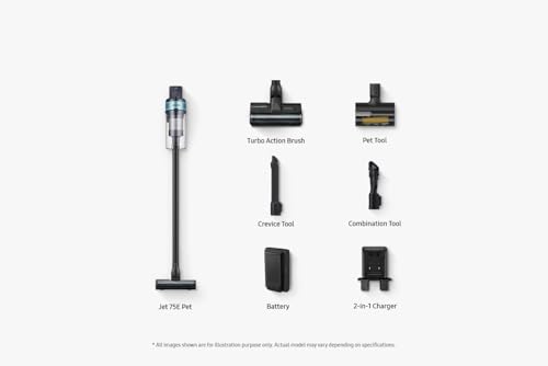 SAMSUNG Aspiradora sin Cable Jet 75E Pet 200AW con Cepillo para Mascotas VS20B75AGR5/WA