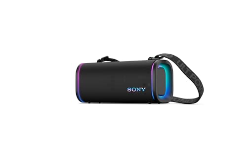 Sony ULT Field 5, Altavoz portátil Bluetooth Potente, 25 H de batería, 2 Modos ULT Power Sound, Resistente al Agua y al Polvo, 360 Luces, Correa Extraible para el Hombro, Compacto, Negro