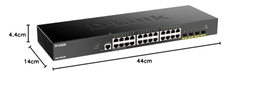 D-Link DGS-1250-28X - Switch 28 Puertos Gigabit Gestionable con UpLink a 10Gbps, Layer 2 y Layer 3 Lite (24x 10/100/1000BASE-T, 4X 10G uplink SFP+ y 1x Consola RJ-45), Negro