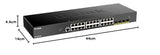 D-Link DGS-1250-28X - Switch 28 Puertos Gigabit Gestionable con UpLink a 10Gbps, Layer 2 y Layer 3 Lite (24x 10/100/1000BASE-T, 4X 10G uplink SFP+ y 1x Consola RJ-45), Negro
