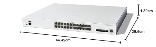Switch gestionado Cisco Catalyst 1300-24XT, 20 Puertos de 10G de Cobre, 4x10GE SFP+ Combo, protección Limitada de por Vida (C1300-24XT)